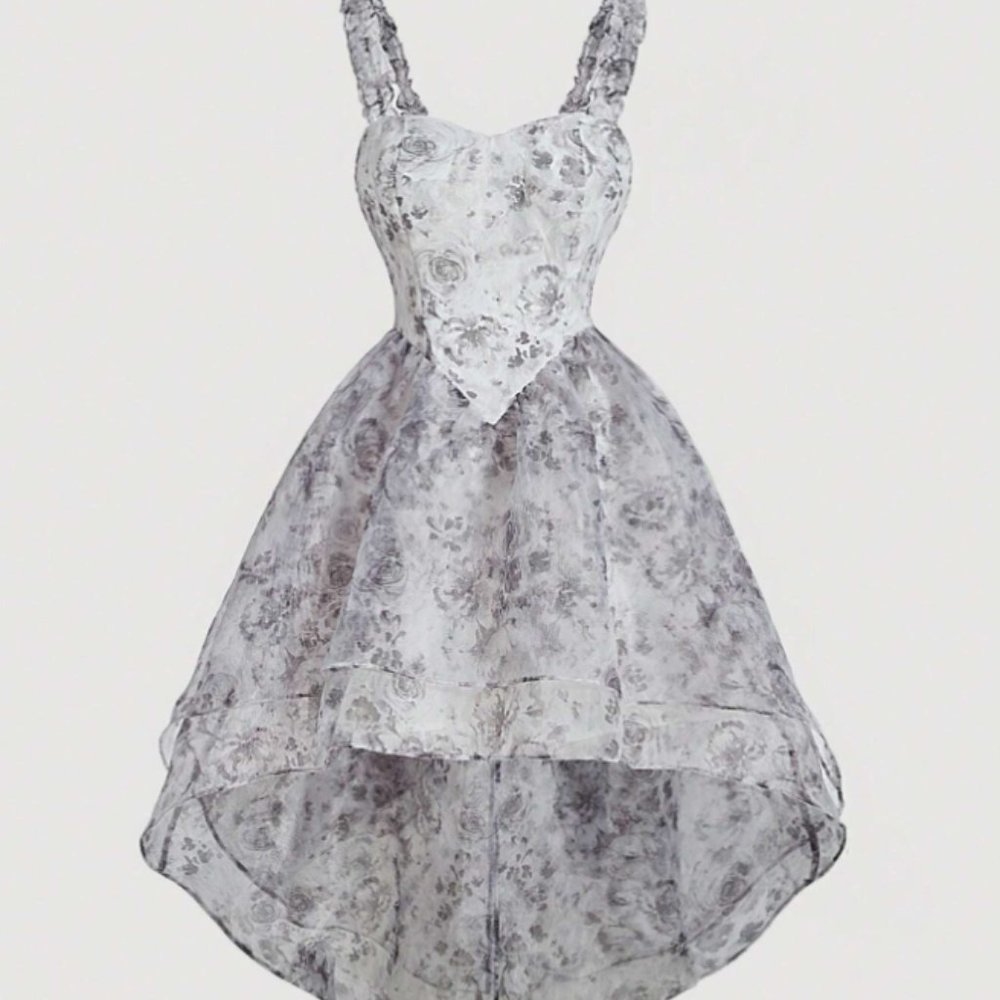 Floral Print High Low Hem Cami Dress